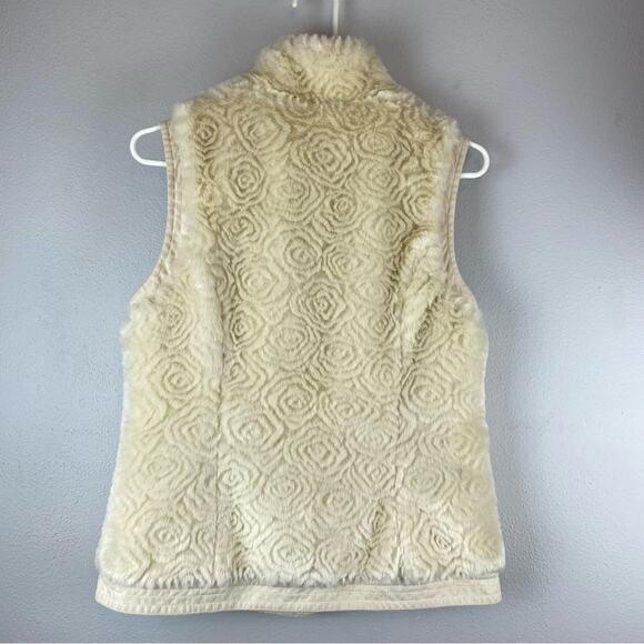 EUC ROZ & ALI Small Faux Fur Vest Faux Suede Trim Dble Snap Zip - Picture 2 of 10
